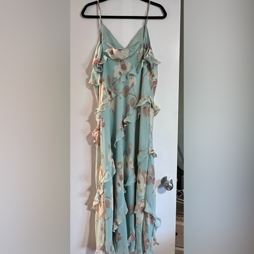 Floral Mint Green Ruffle Dress - Picture 7 of 12